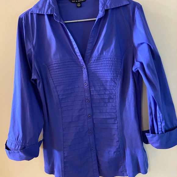 Zac & Rachel purple button down business  blouse size medium - Picture 5 of 15
